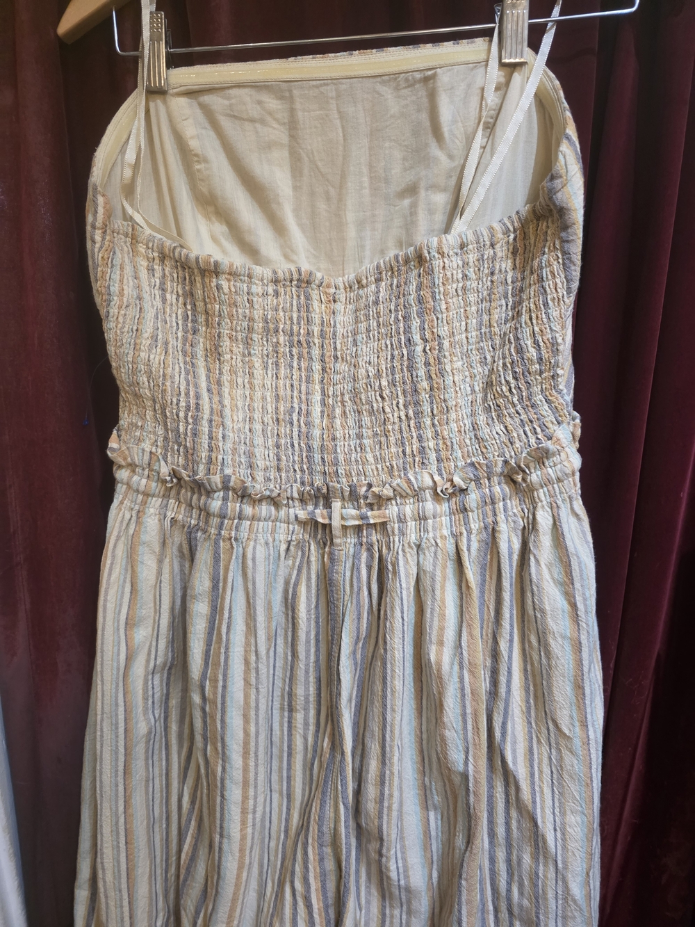 Free People Strapless Wide-Leg Jumpsuit in Neutral Stripes 100 Cotton Size M - Picture 5 of 8